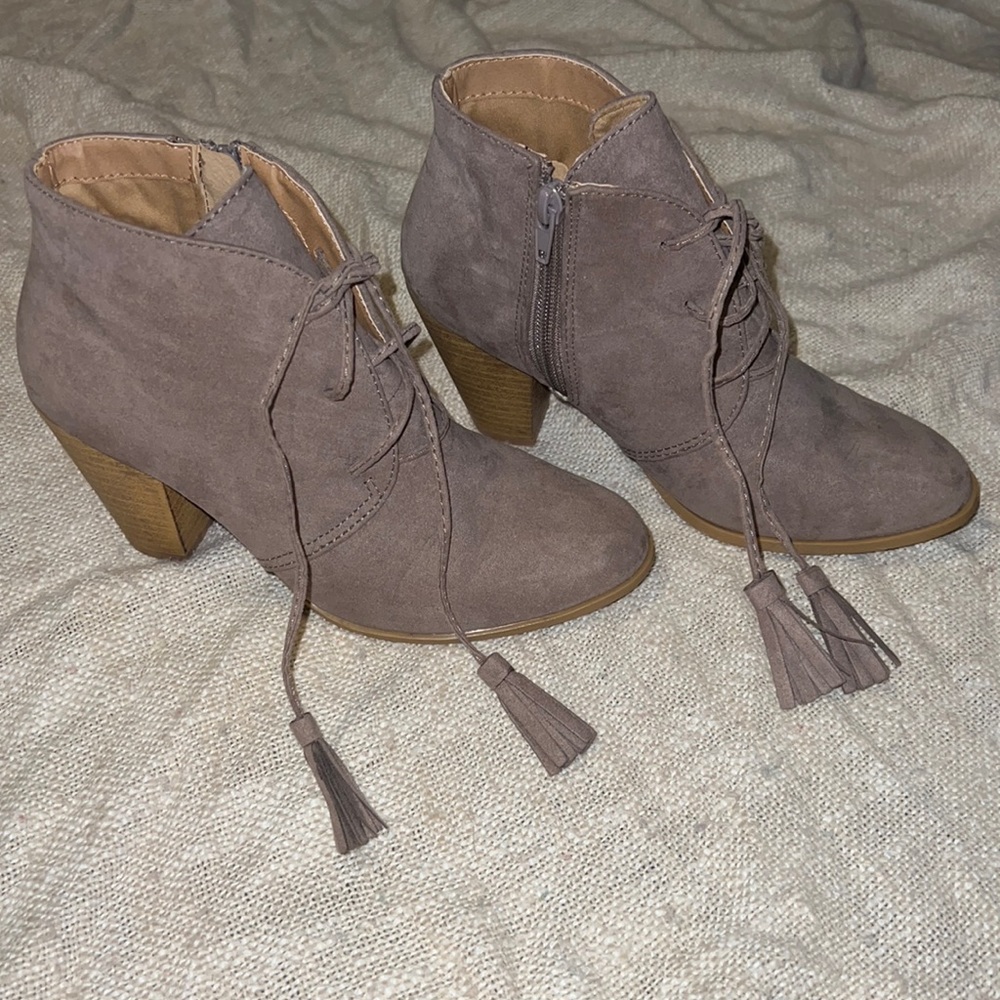 Tan heeled booties